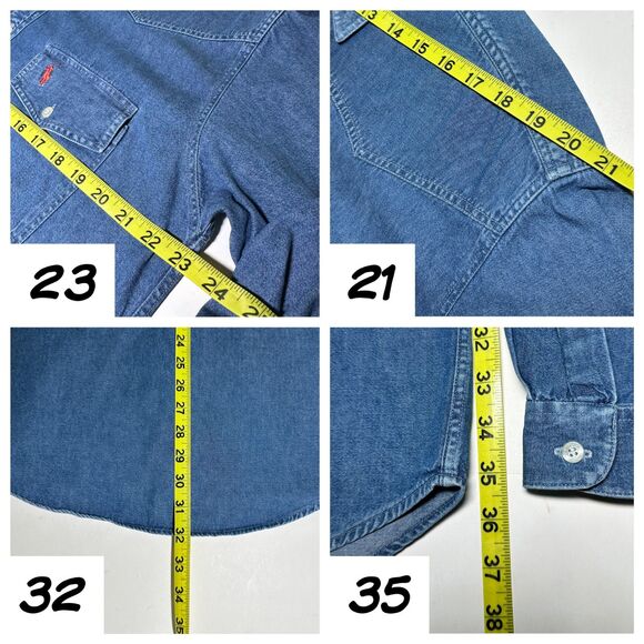 Vtg 70s 80s Ralph Lauren Silver Speckle Western Denim Shirt Mens M L - Picture 6 of 12